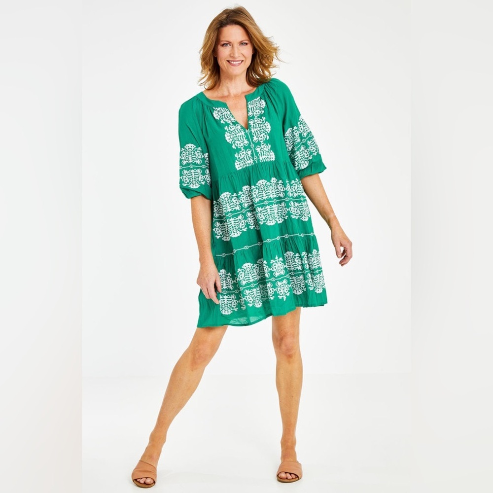 Rubyyaya Barbarella Dress in Emerald - Size L
